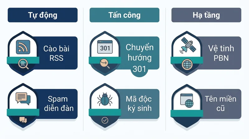 Infographic tổng hợp 6 nguồn phát sinh liên kết kém chất lượng và backlink bẩn phổ biến tại Việt Nam