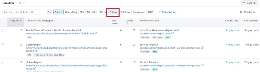 Công cụ SEO kiểm tra backlink