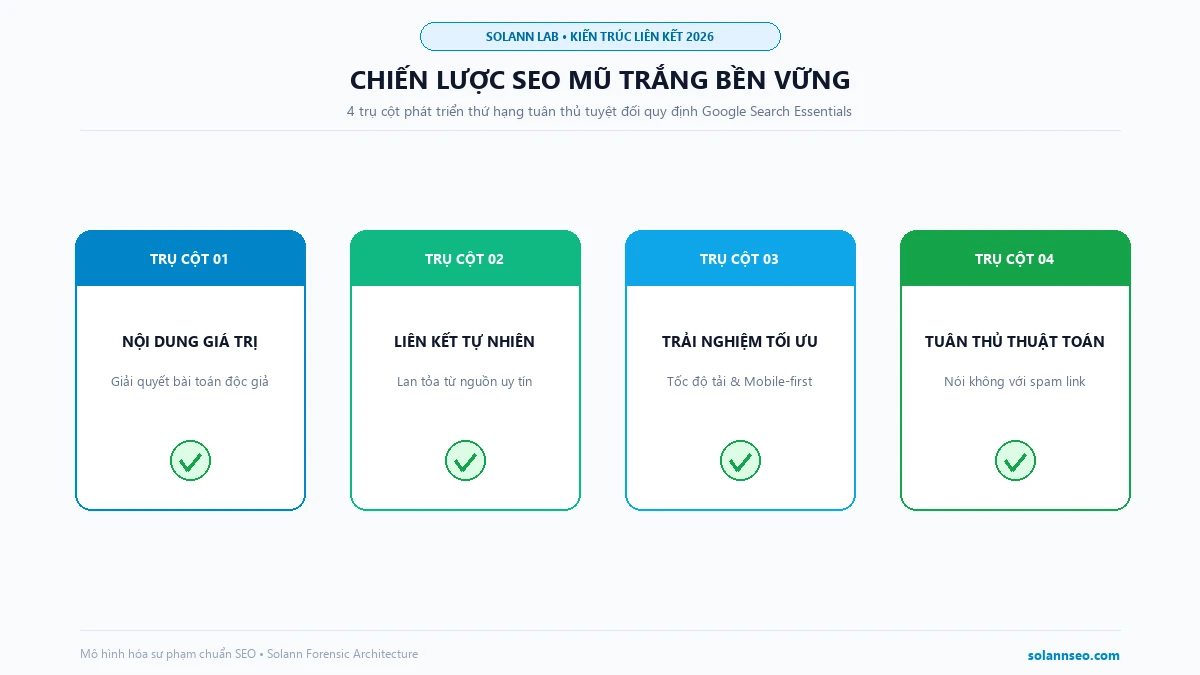 4 trụ cột chiến lược SEO mũ trắng bền vững theo Google Search Essentials
