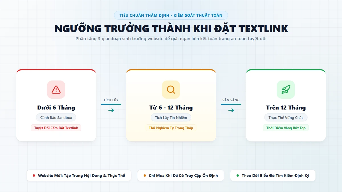 Khung tiêu chuẩn Website Maturity Threshold phân tầng 3 giai đoạn tuổi đời website