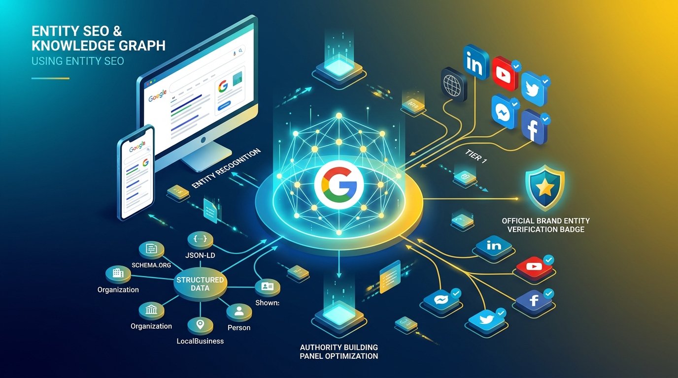 Sơ đồ tổng quan điều kiện và quy trình kích hoạt Google Knowledge Panel bằng Entity