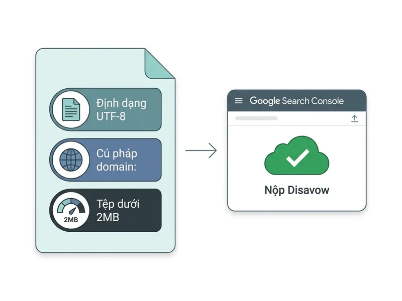 Quy chuẩn cấu trúc tệp Disavow và giao diện nộp Google Disavow Tool chuẩn RFC 3629 UTF-8