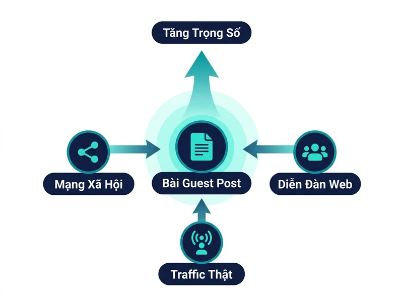 Sơ đồ kỹ thuật Super-Charge đa tầng kích hoạt tín hiệu người dùng gia tăng lực đẩy PageRank