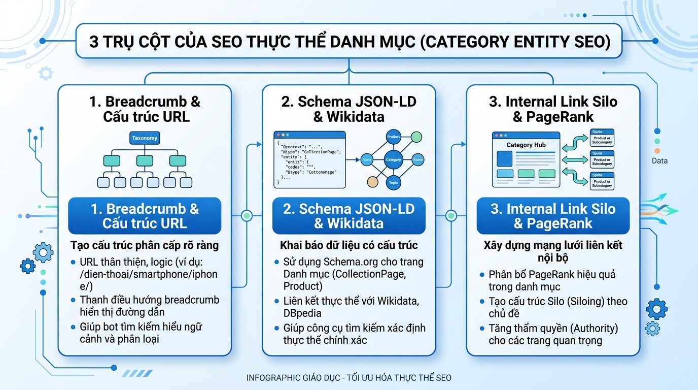 3 Trụ cột của SEO thực thể danh mục Category Entity SEO Solannseo