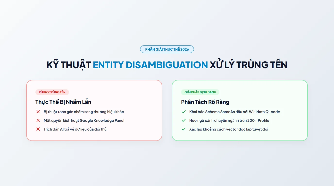 Entity Disambiguation Là Gì? Kỹ Thuật Xử Lý Trùng Tên Thực Thể Trên Google (2026)
