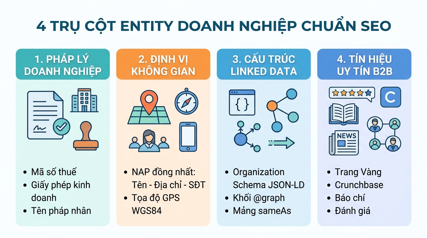 Entity Doanh Nghiệp Là Gì? 4 Trụ Cột Brand Chuẩn SEO 2026
