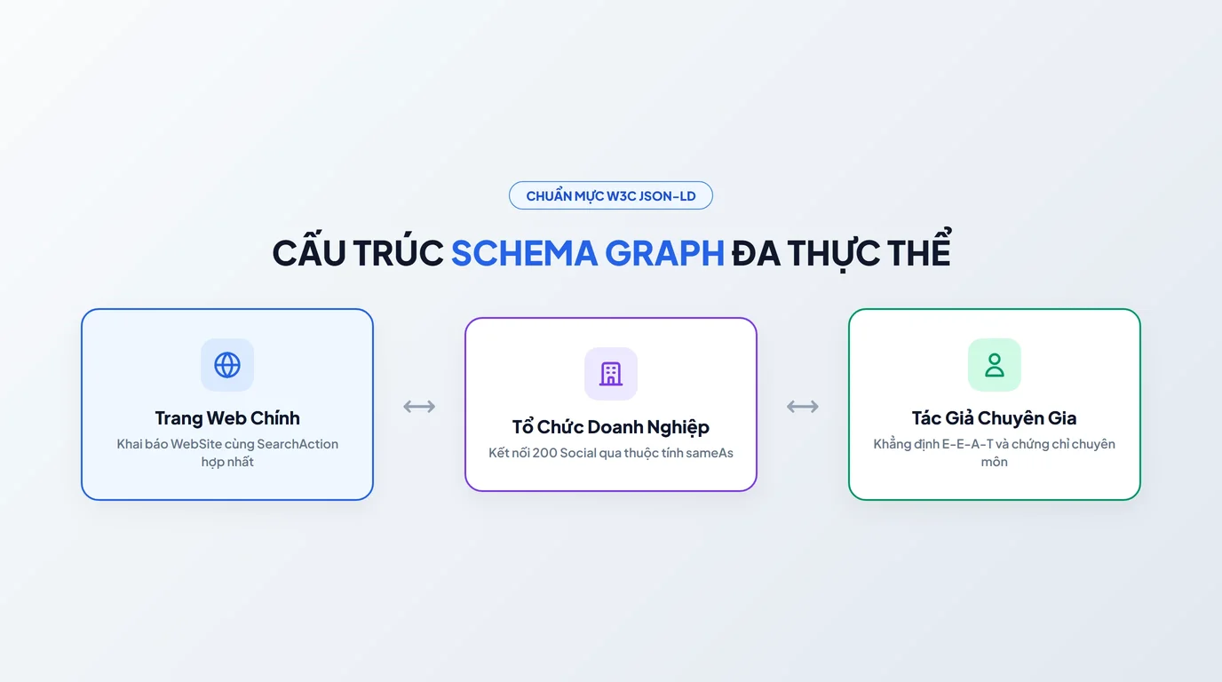 Hướng dẫn khai báo Schema kết nối Social Entity lồng ghép mảng graph chuẩn W3C