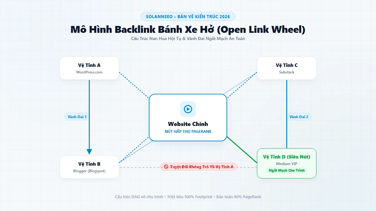 Bản vẽ kỹ thuật mô hình backlink bánh xe Link Wheel và giải pháp Bánh xe hở an toàn