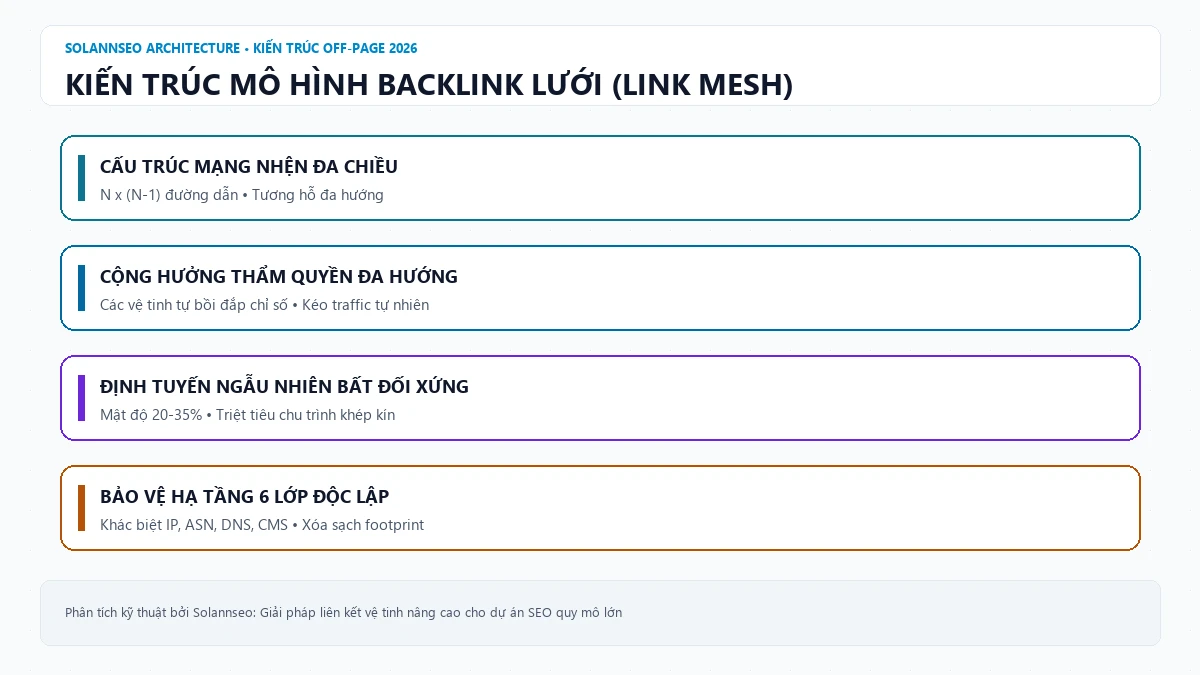 Sơ đồ kiến trúc mô hình backlink lưới Link Web kết nối Money Site