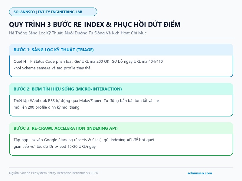 Quy trình 3 bước phục hồi re-index Social Entity dứt điểm: Triage, Micro-Interaction và Re-crawl API