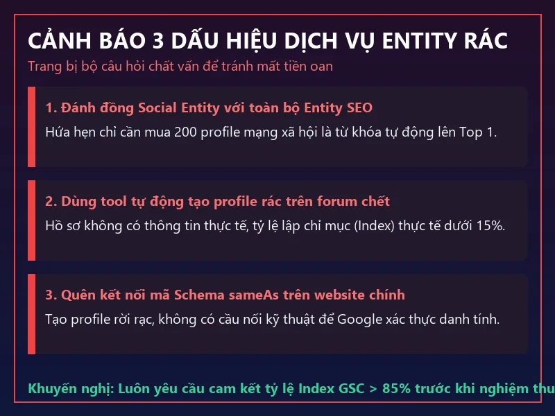 Cảnh báo 3 dấu hiệu nhận biết dịch vụ Entity Social kém chất lượng và bẫy spam profile