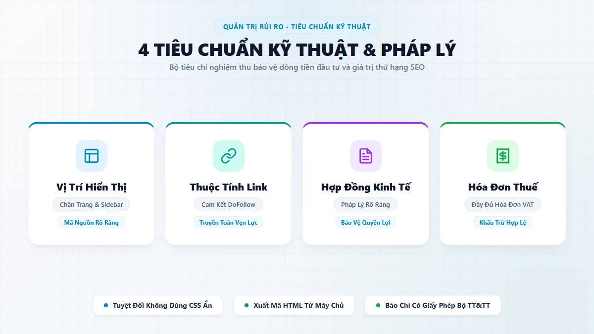 Bộ 4 tiêu chuẩn kỹ thuật và pháp lý khi đặt Textlink Báo gồm Dofollow và VAT