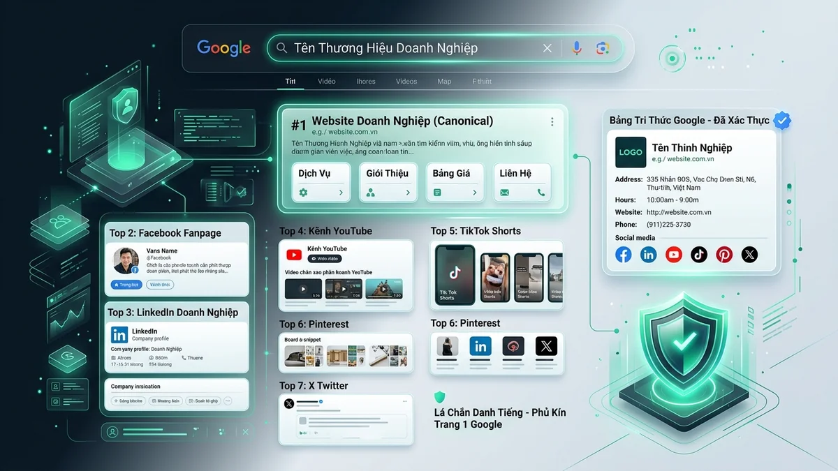 Tối ưu Brand SERP chiếm trọn 10 vị trí trang 1 Google bằng ma trận Social Entity