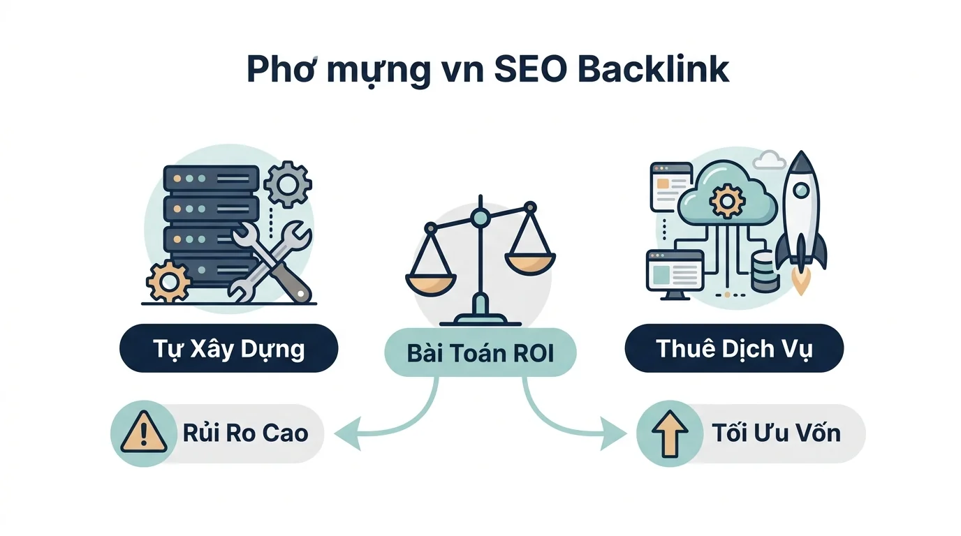 So sánh chi phí và ROI đầu tư SEO giữa tự xây dựng PBN và thuê dịch vụ backlink PBN