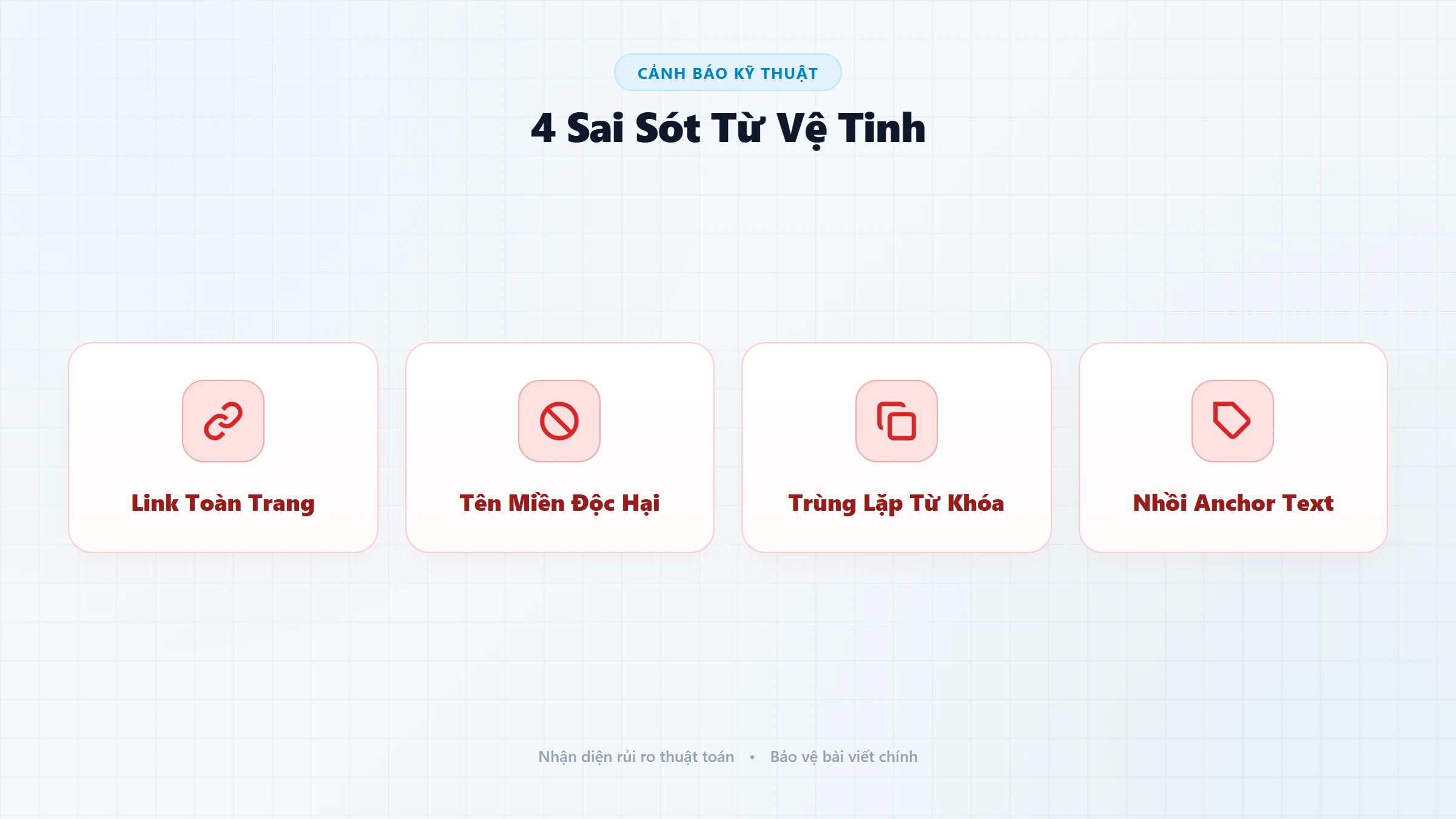 4 sai sót kỹ thuật từ site vệ tinh: Link toàn trang, tên miền độc hại, trùng lặp từ khóa và nhồi anchor text
