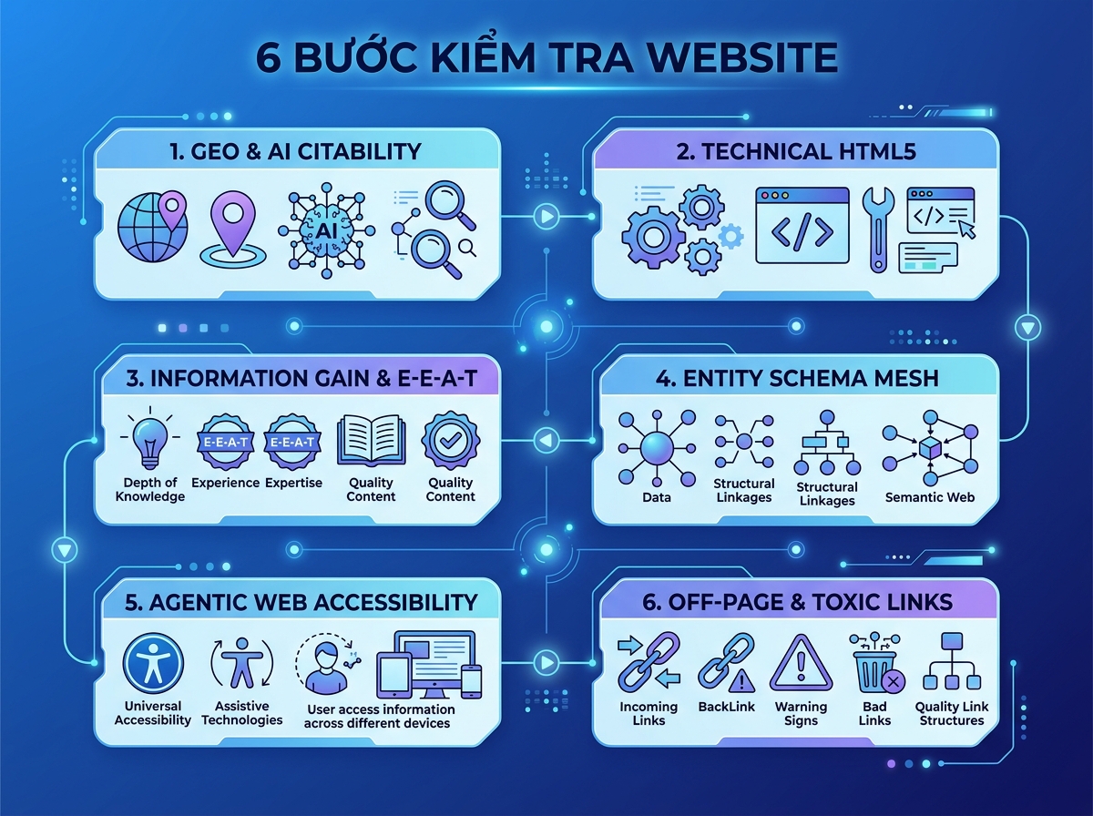 Sơ đồ 6 bước kiểm toán website 360 độ