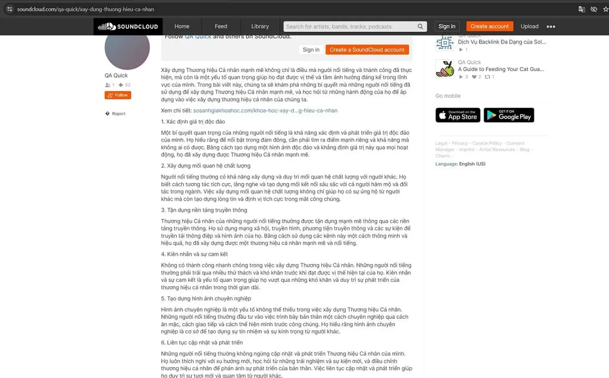 Demo backlink podcast trên soundclound